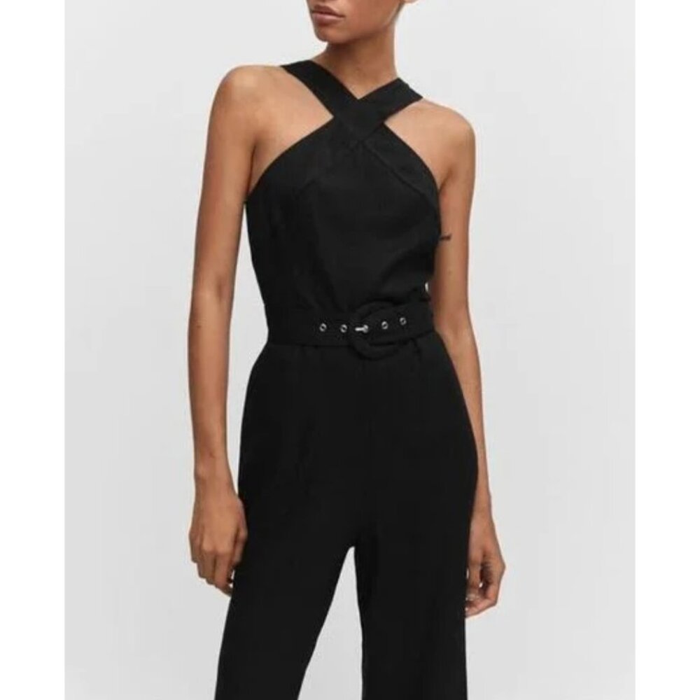 Mango Belted Halter Jumpsuit NWT